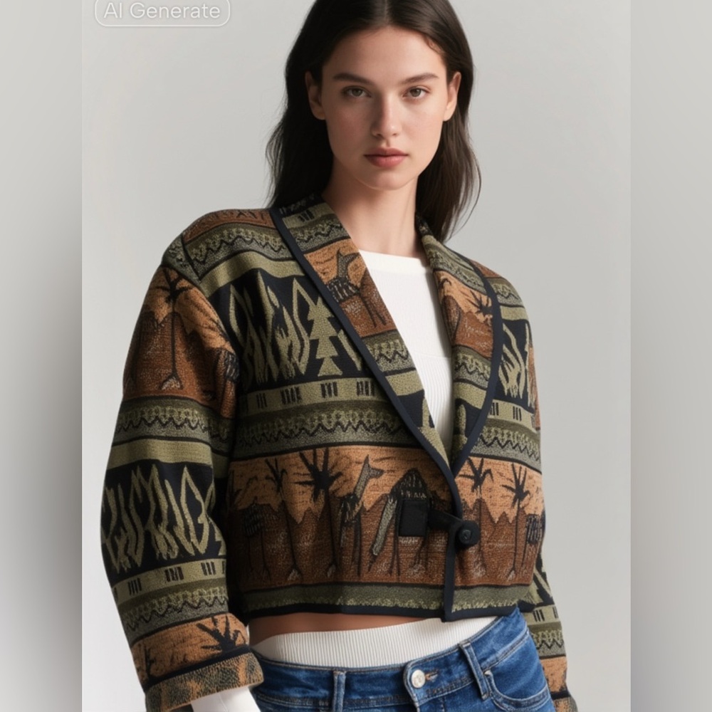 VINTAGE FLASHBACK Southwestern Desert Style Blazer, Size Medium - Picture 11 of 11
